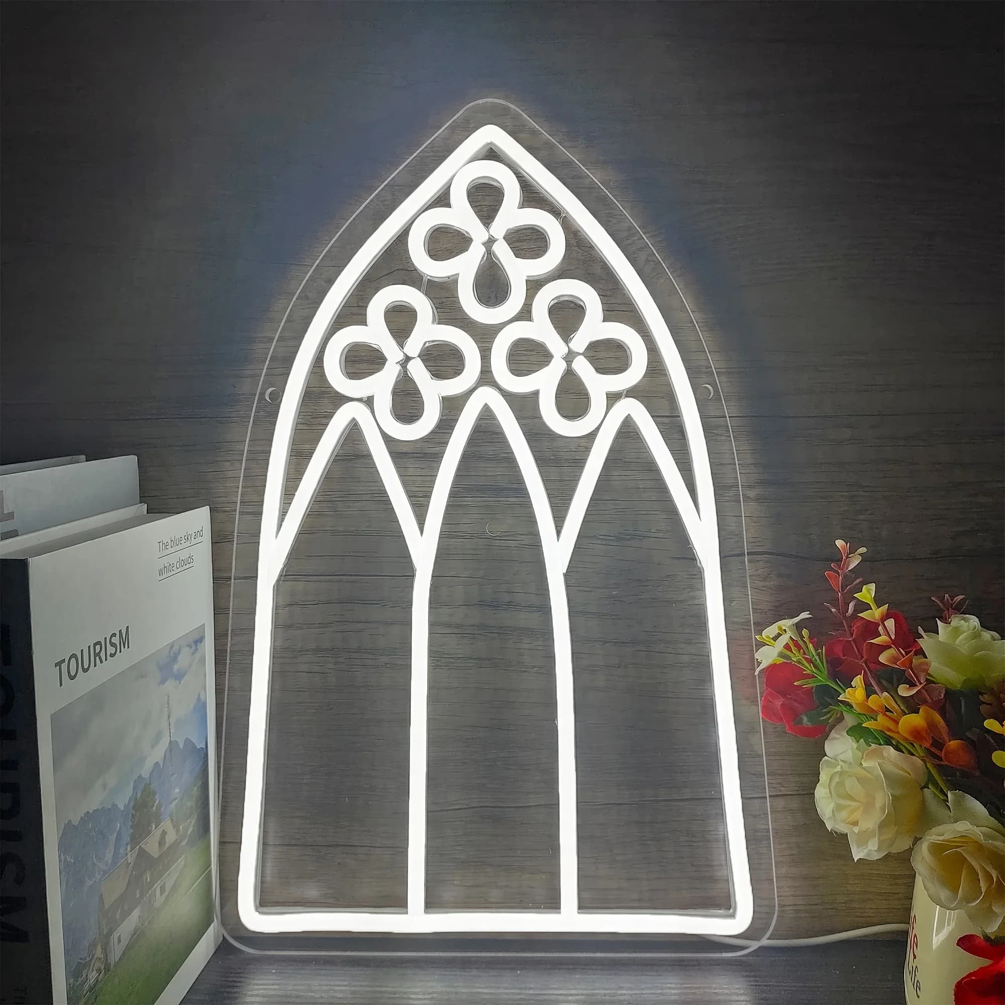 Archi della cattedrale gotica Insegna al neon Decorazione da parete a luce al neon a LED per camera da letto gotica dimmerabile per la casa Bar Uomo Cave Regalo per un amico