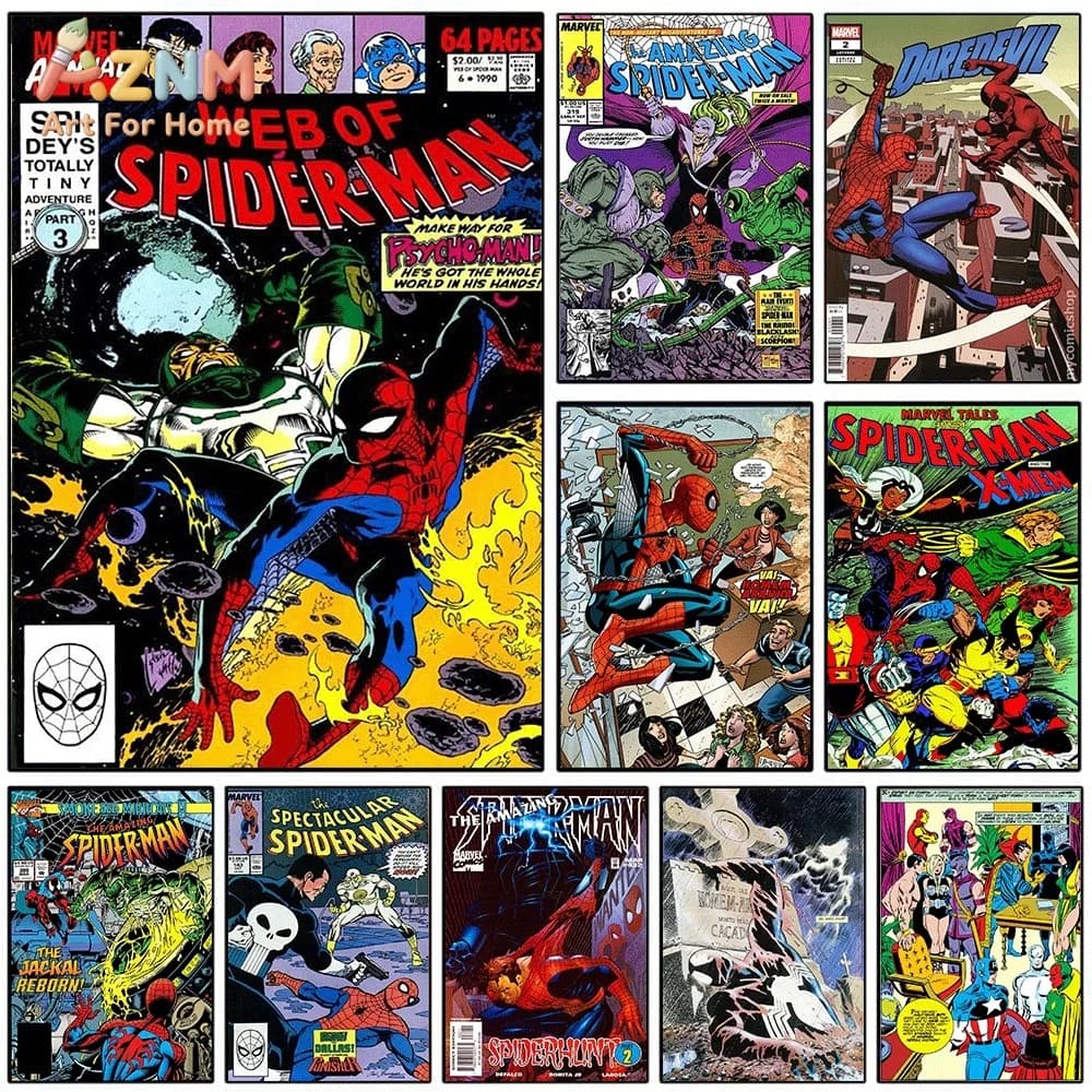 Web Of Spider‑Man Annual Vintage Comic Cover Canvas Wall Art Print Poster Unframed Canvas Painting Home Living Room Bedroom Wa