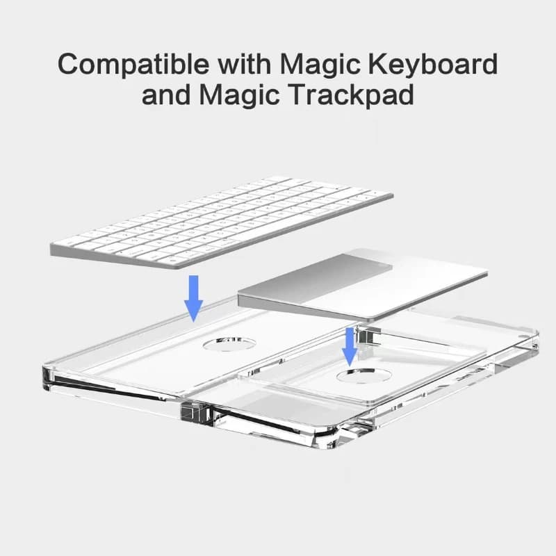 Poggiapolsi per tastiera iMac Magic Trackpad 2/3 con Touch ID Stazione di supporto numerica in acrilico Staffa con cuscinetto in cristallo trasparente
