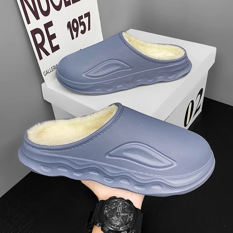 Pantofole in cotone di nuova moda da uomo scarpe invernali calde in cotone per la casa scarpe da giardino impermeabili slip on per interni scarpe concise