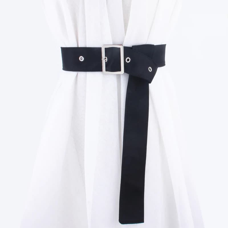 Cinture larghe in tessuto nero per abiti da donna cappotto femminile accessori per la vita cintura con fibbia a nastro cintura con corsetto
