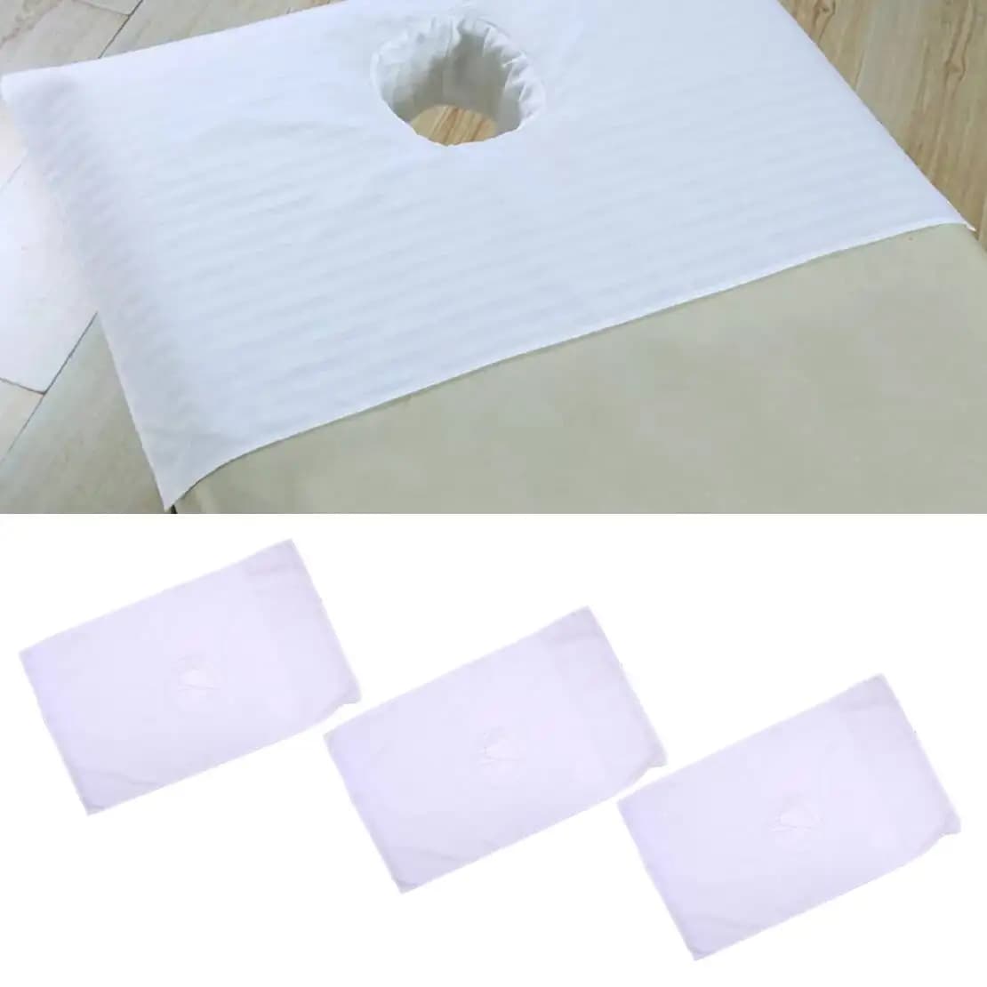 3 pezzi salone di bellezza SPA lettino da massaggio letto foro per il viso asciugamano Pad copertura 80x50cm bianco