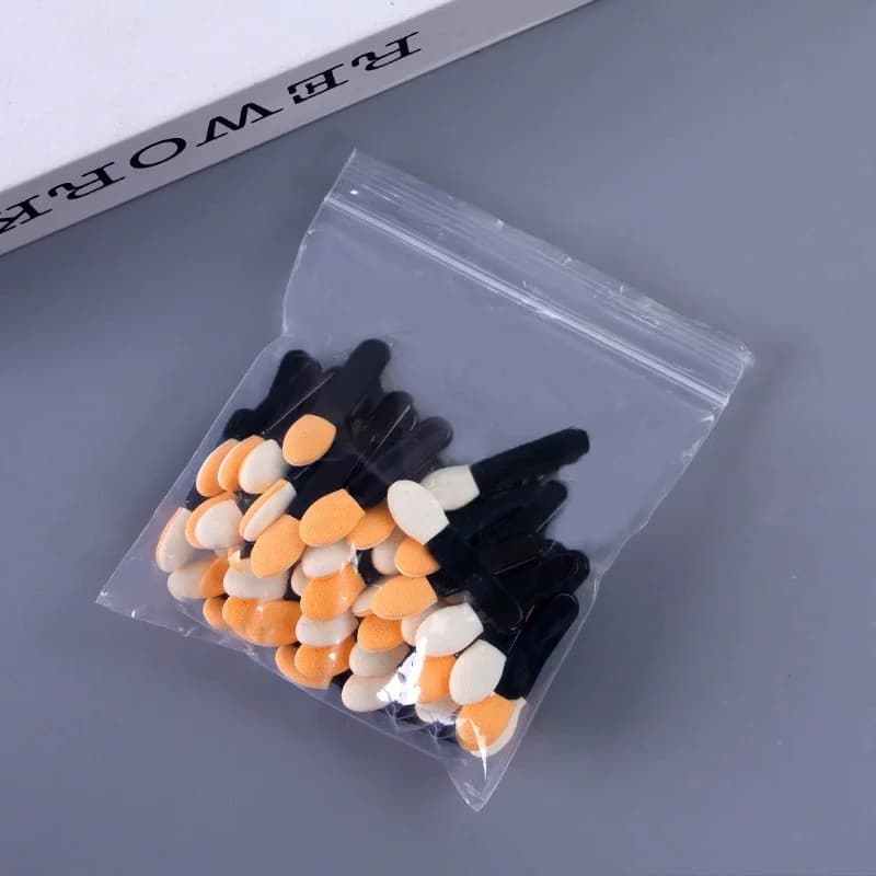 50/100pcs Single-Head Chrome Pigment Sponge Sided Eyeshadow Applicator Mirror Stick Nail Powder Brushes Sponge Disposable