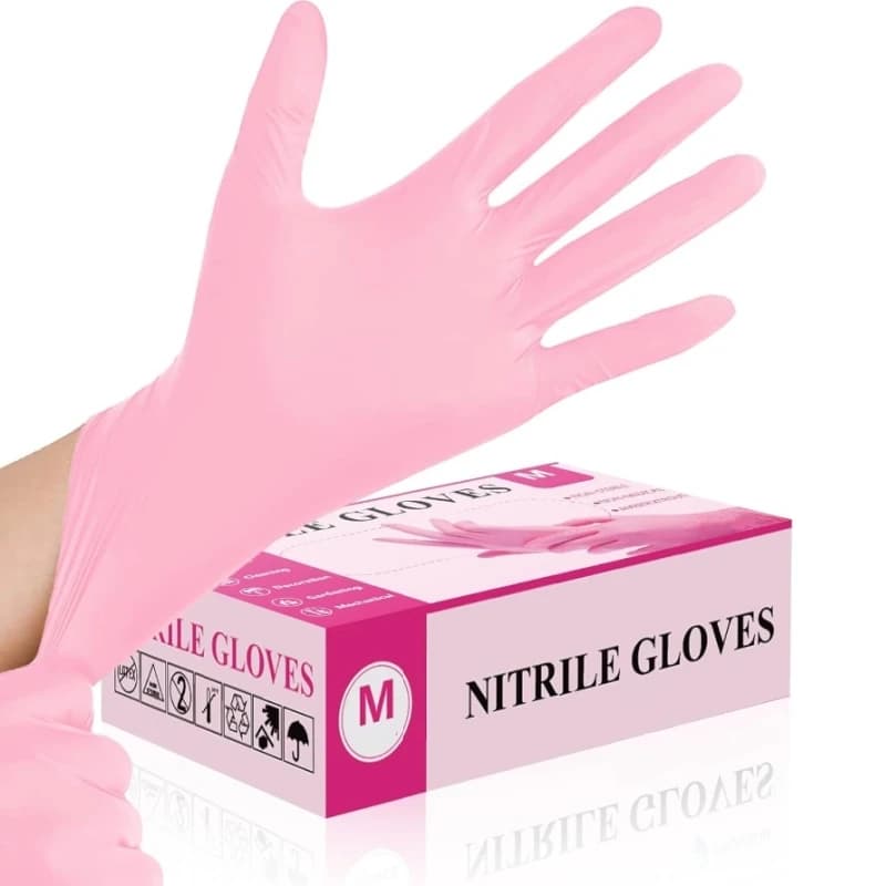 Guanti in nitrile rosa da 3,5 milioni Guanti da lavoro di sicurezza usa e getta per le donne Pulizia della cucina Tatuaggio Unghie Salone Guanti protettivi per tinture per capelli