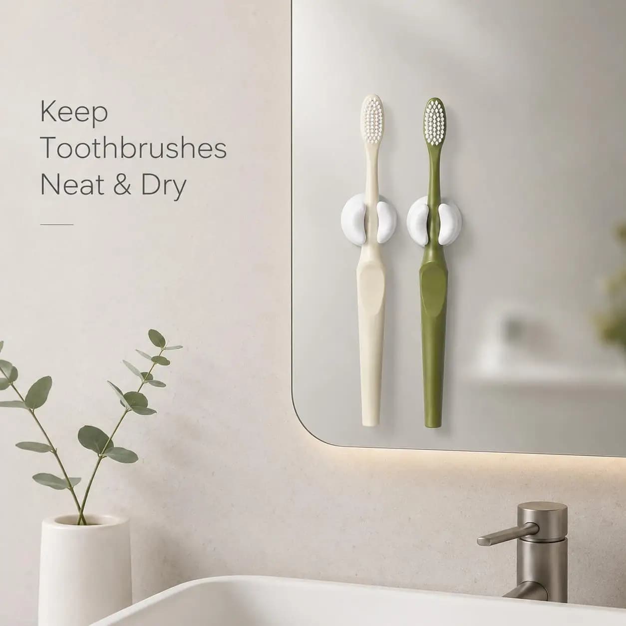 4/6pcsNo-drill suction cup toothbrush holder, silicone wall-mounted toothbrush stand, bathroom washbasin toothbrush storage rack