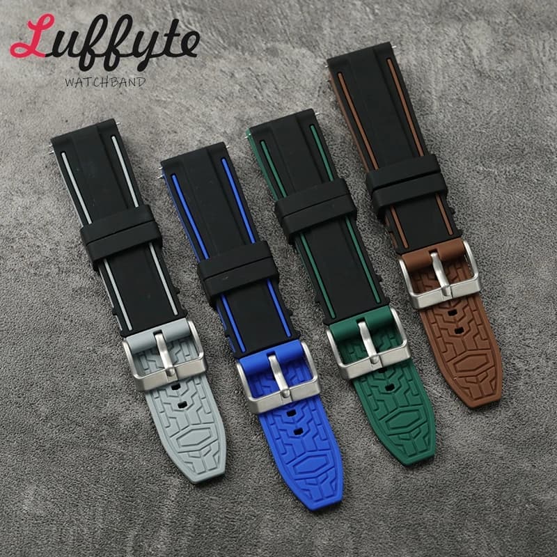 Waterproof Soft Silicone Watch Strap 20mm 22mm 24mm Replacement Wristband High Quality Rubber Quick Release Smartwatch Band