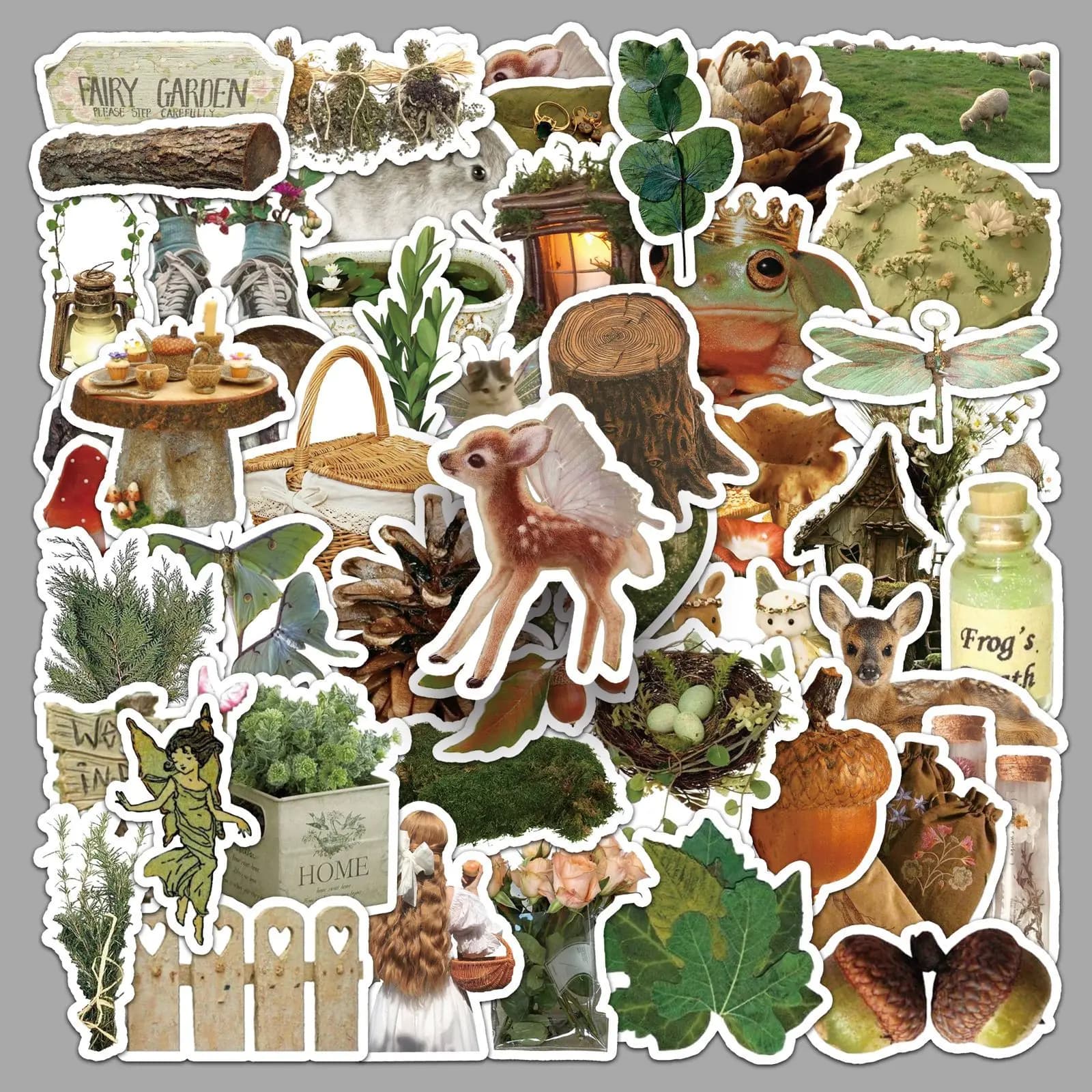 50 Adesivi Estetici a Tema Foresta per Cover Telefono, Laptop, Notebook, Valigie, Skateboard e Fai-da-Te