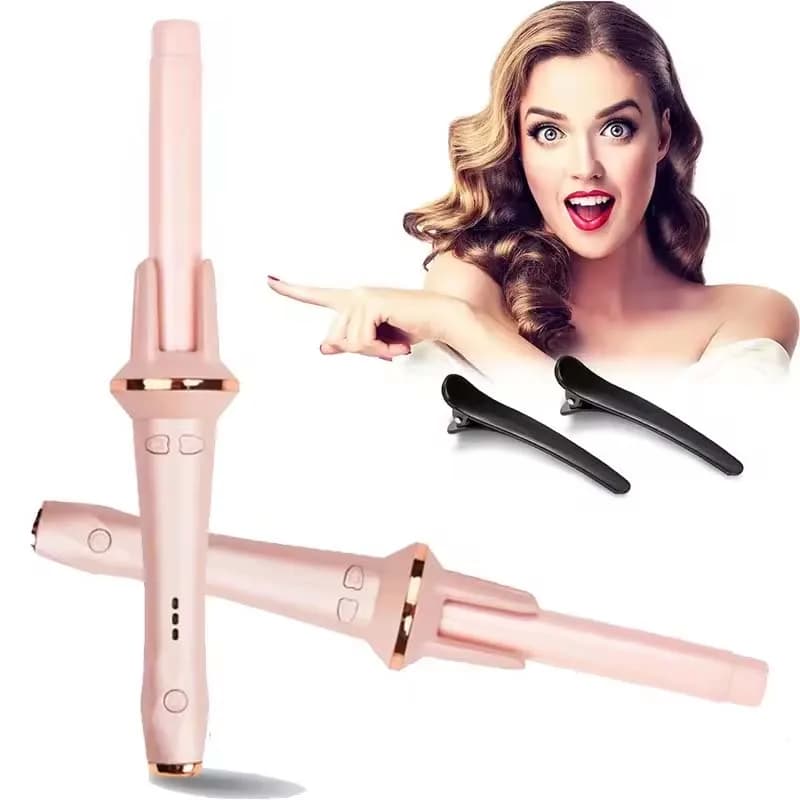 Ferro arricciacapelli automatico professionale, ferro arricciacapelli elettrico rotante in ceramica, strumento per lo styling dei capelli con ioni negativi