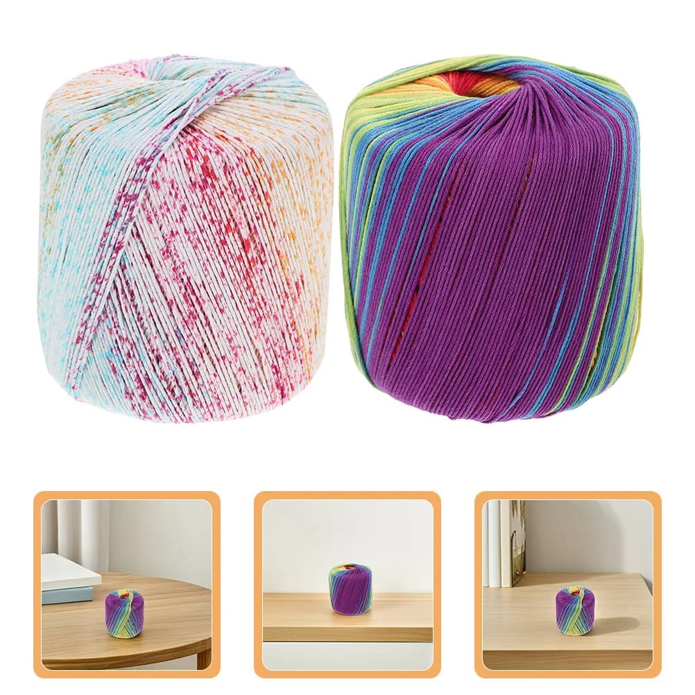 2 Pieces of Soft Yarn in Cotton and Lace for Knitting and Crochet Works, Vivacious Colors and Resistant to Change, to Create Scarves, Sweaters, Hats and Covers ♪