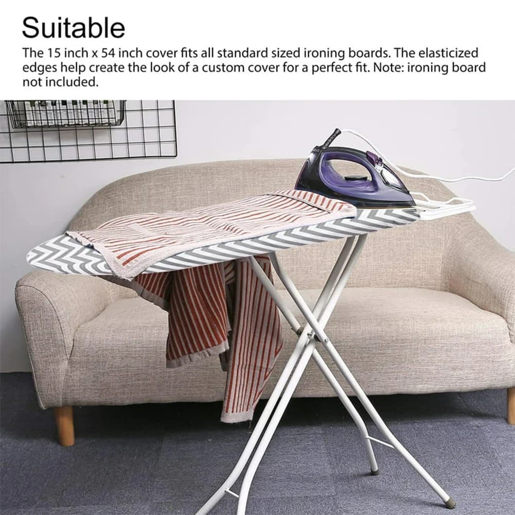 Copertura per Asse da Stiro in Silicone 150x50cm, Riflettente al Calore, Sostitutiva, con Cinghie di Fissaggio e Tasca per Accessori