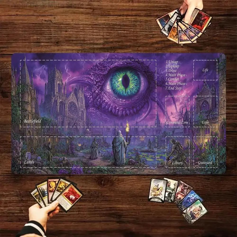 Tappetino da gioco Magic con zone The Eye of the Devil, tappetino da gioco in gomma antiscivolo, tappetino da scrivania, tappetino per mouse da gaming con espansione tastiera per gamer