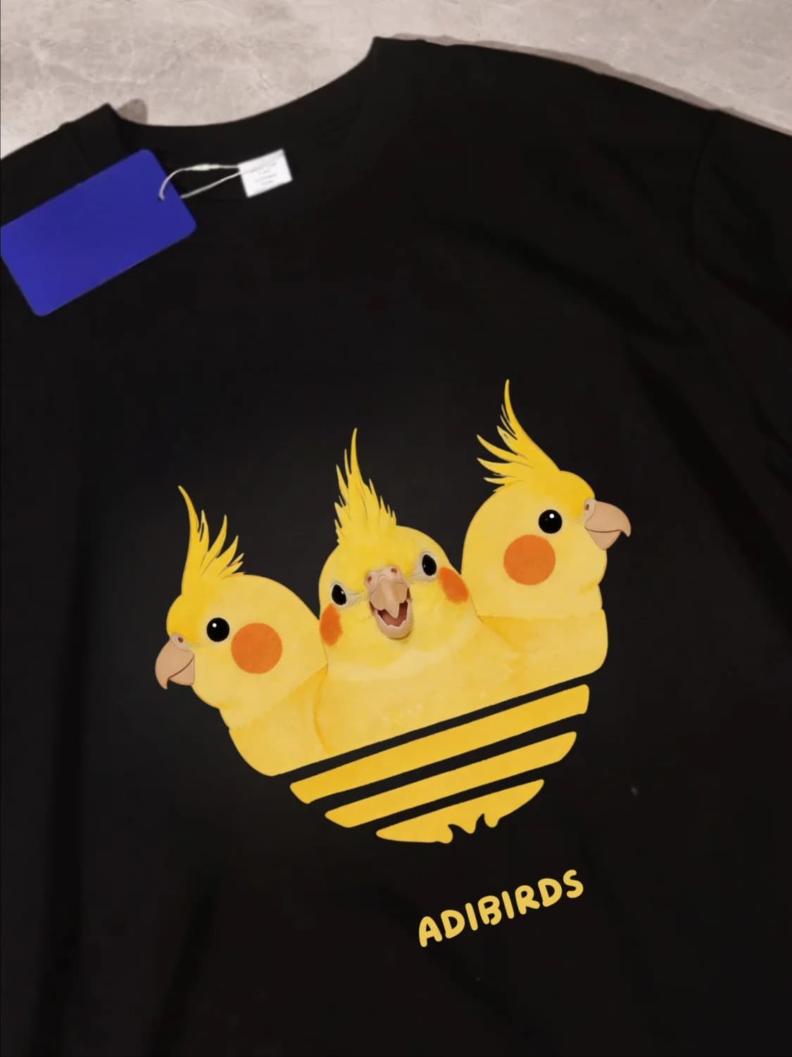 Loose Fit Pure Cotton Short Sleeve T-Shirt Fun Bird Design Commute Unisex Breathable round Neck Print Shirt for All Seasons