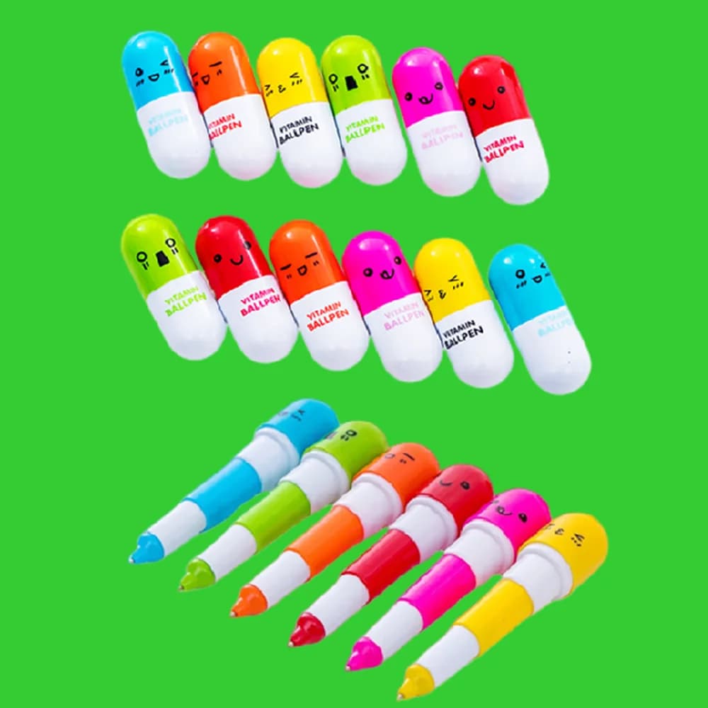 20 pz Cartoon 6 Colori Penne Pillole Retrattili Forniture Per Feste Per Bambini Ragazzi Ragazze Compleanno Regalo Per Gli Ospiti Giveaway Pinata Riempitore Confezione Regalo