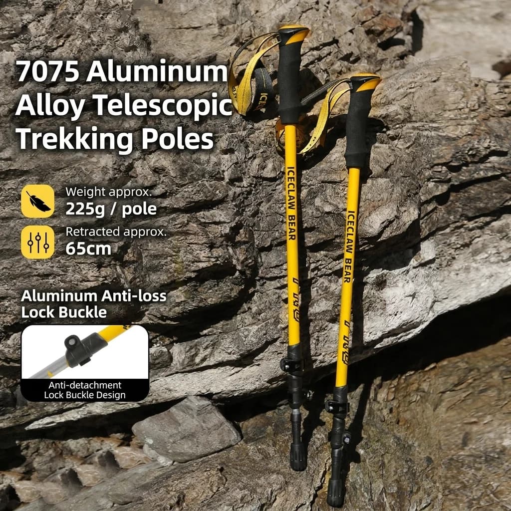 Professional 7075 Aluminum Telescopic Trekking Poles Outdoor Hiking Climbing Walking Sticks