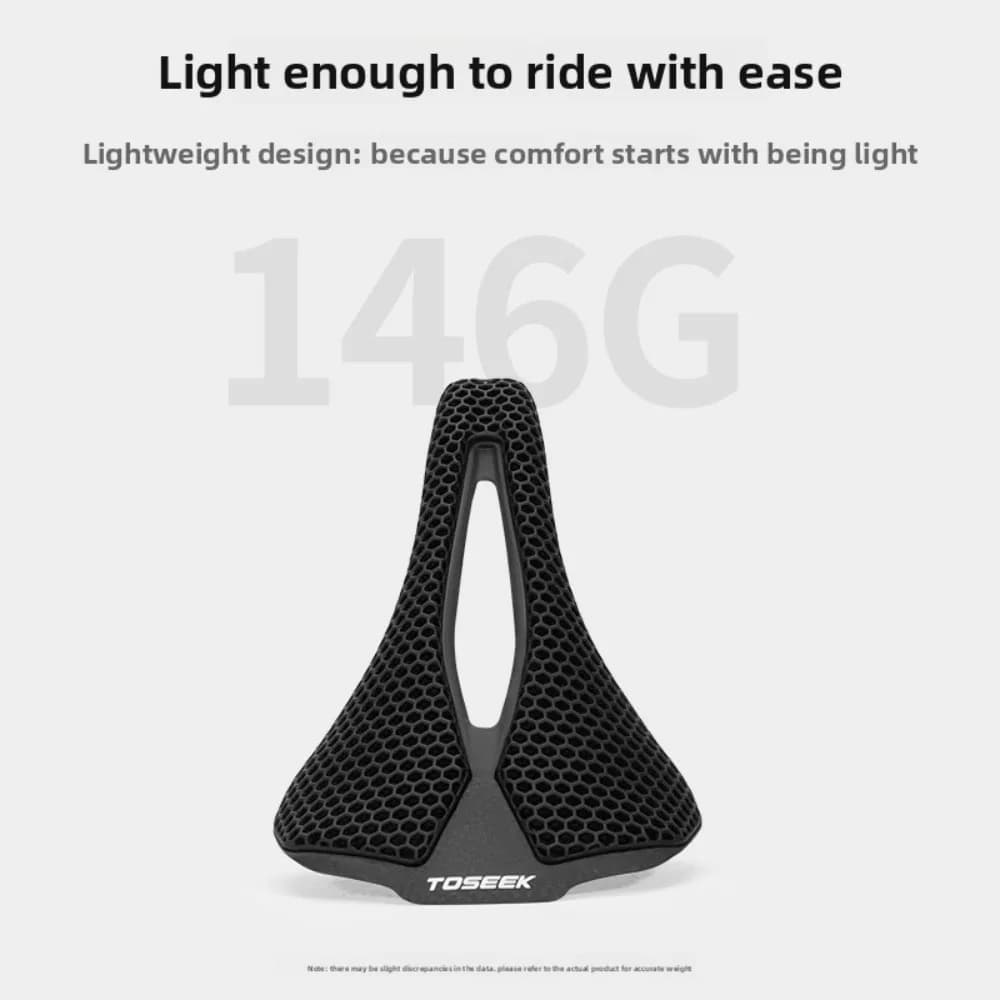 Sella per Bicicletta TOSEEK P300 in Carbonio Stampata in 3D, Sedile Ultraleggero per Bici da Strada e Mountain Bike, Accessori Bici Opachi