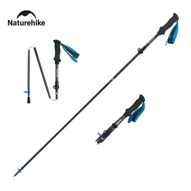 Naturehike camping walking stick 175g ultralight high carbon fiber walking rod complete 5 sections Outoor folding Trekking rod