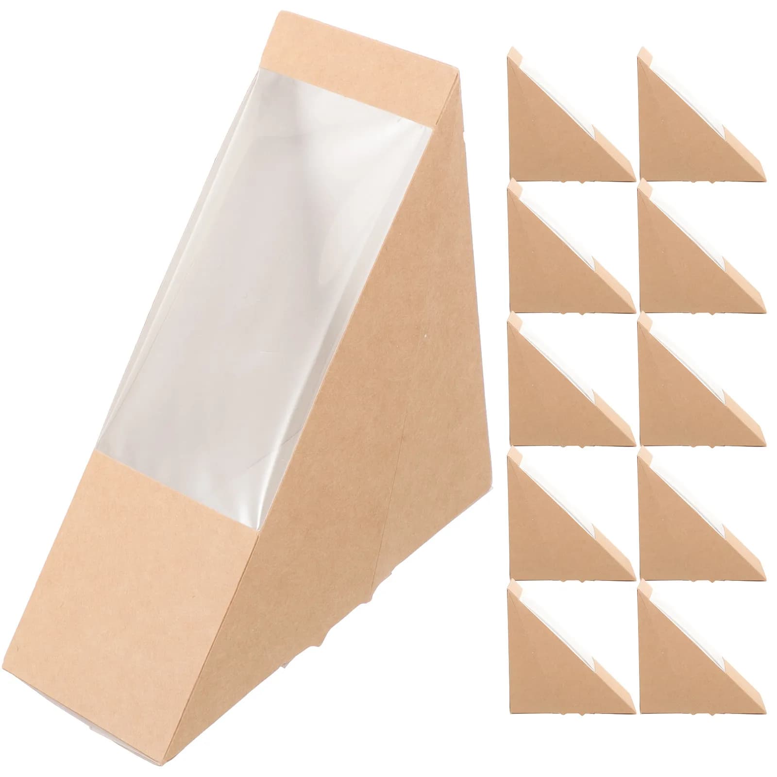 50 Pieces Triangular Card Boxes for Sandwich, Pastry Packs with Window, Food Storage Boxes, Gift Packs, Sandwich Wrap Boxes