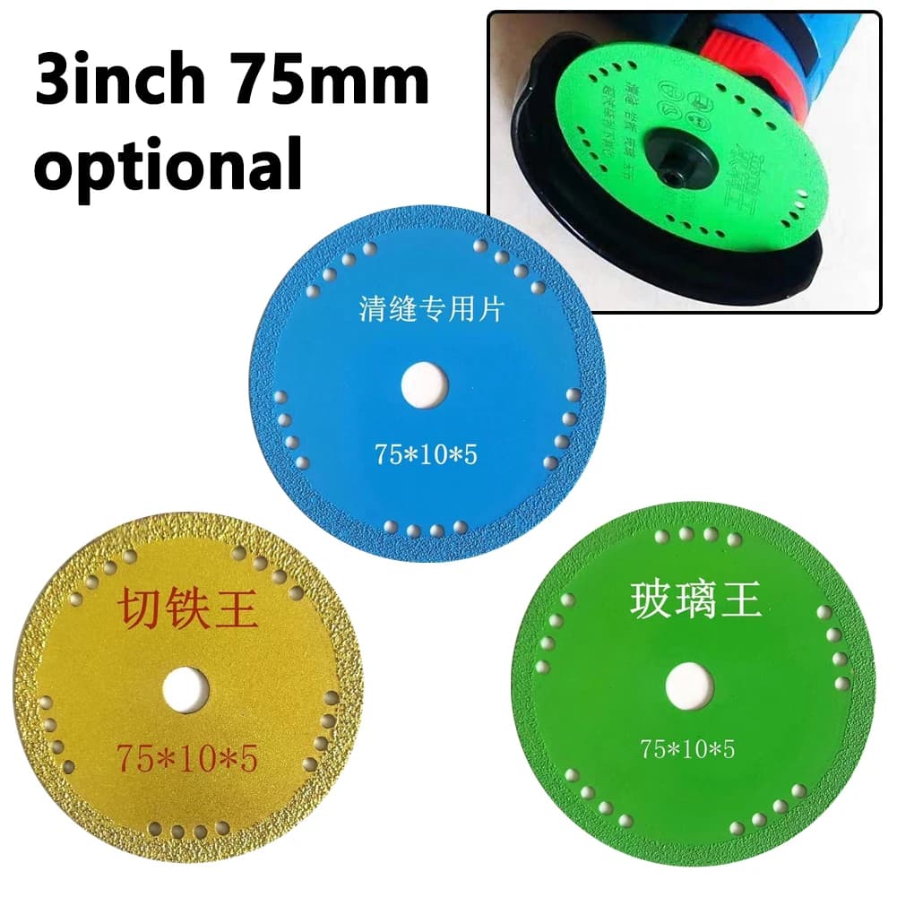 Disco da taglio in vetro da 3 pollici 75mm lama per sega diamantata per smerigliatrice angolare 100 bottiglie di vino in cristallo di giada di vetro ruota da taglio in metallo