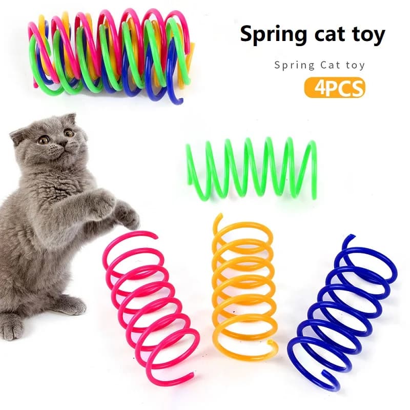 4PCS Gattino Gatto Giocattoli Ampio Durevole Calibro Pesante Gatto Primavera Giocattolo Molle Colorate Gatto Giocattolo Per Animali Domestici Bobina Molle A Spirale WMJGW02