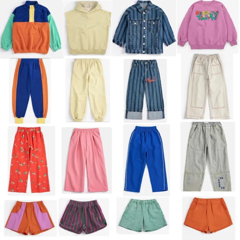 Completo Sportivo per Bambini 2026 Primavera/Estate Nuovo Arrivo Moda Cartone Animato Giacca in Denim Felpa Girocollo in Cotone Pantaloncini per Ragazzi e Ragazze