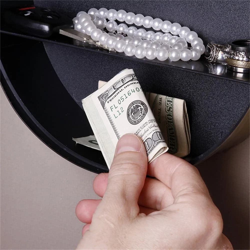 Gold Golden Wall Clock Shaped Hidden Safe Box Diameter25 Cm Plastic Lockable Clock Style Jewelry Storage Case