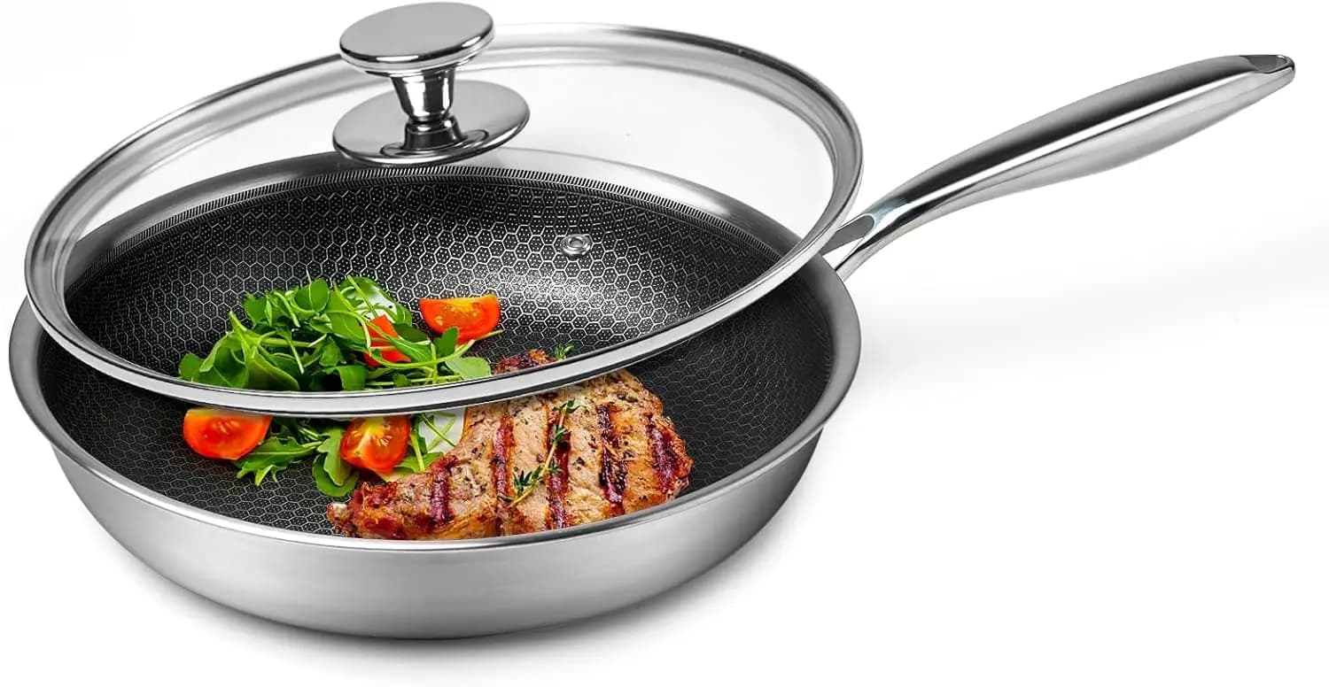 10 Inox Stainless Steel Plate with Cover, Bee Nide Design for Gas, Electric and Induction Rings