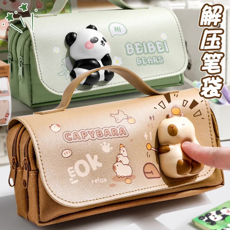 Cute Decompression Pencil Case Large Capacity Storage Bag Back to School Supplies Kawaii Korean Stationery Pen Cases