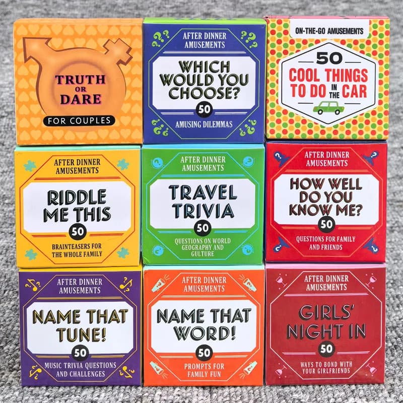 50 pezzi di carte per divertimento dopo la cena - Gioco di icebreaker per feste in famiglia notturne, carte da gioco educative per bambini