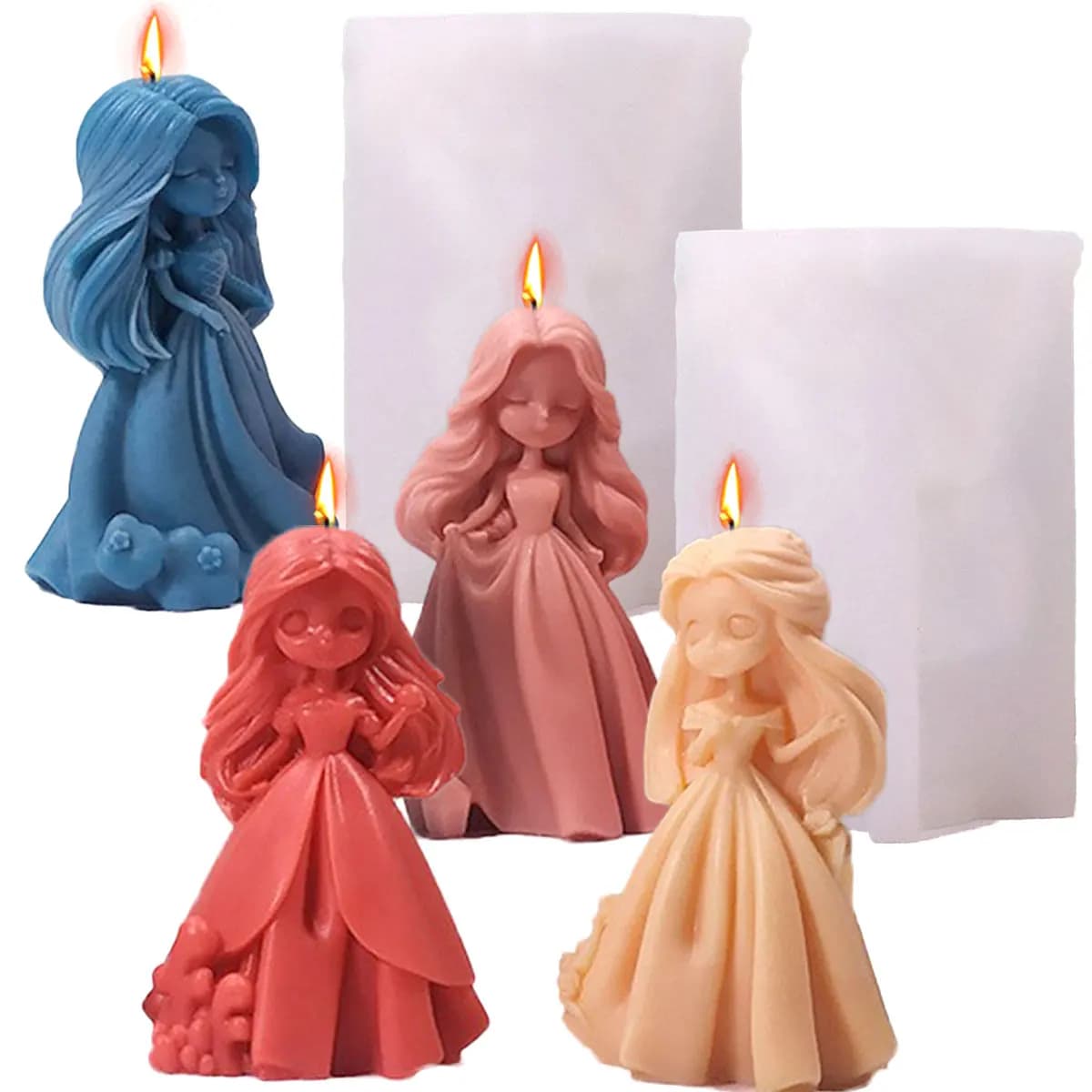 NUOVA principessa stampo per candele in silicone fai da te capelli lunghi ragazza angelo sapone resina cristallo creazione di cioccolato stampo per ghiaccio gesso bambola decorazione regalo