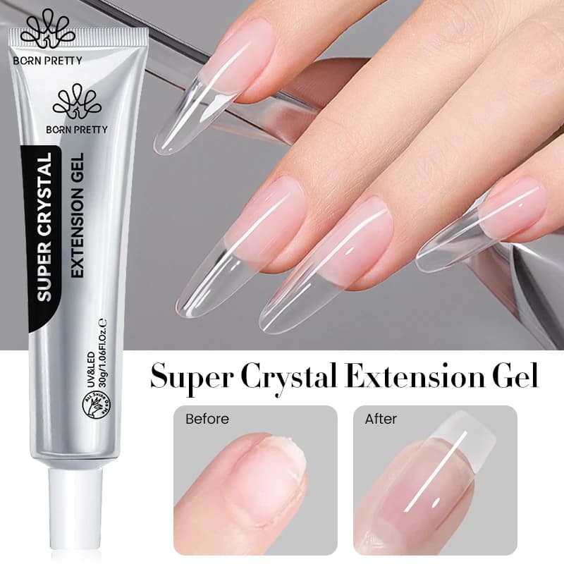 BORN PRETTY 30g Super Crystal Extension Gel Smalto per unghie Gel duro per rinforzare le unghie Modellazione 3D Edificio Nail Apex Manicure fai da te