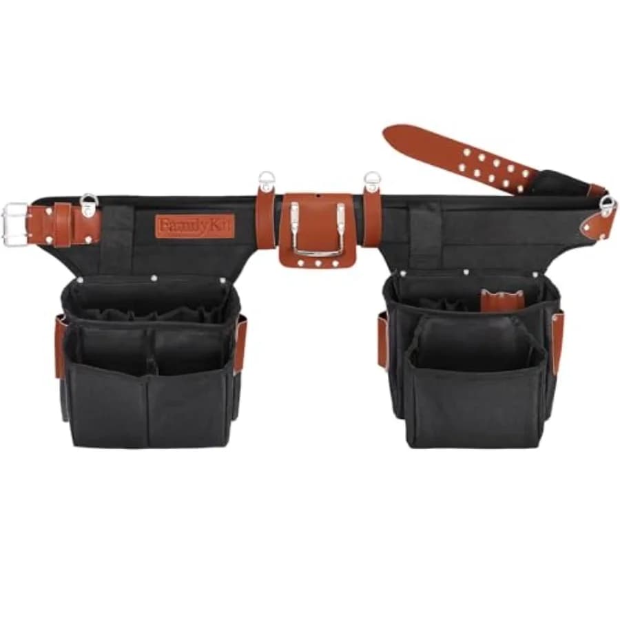 Cintura Porta Attrezzi in Pelle PU con 23 Tasche, Borsa Porta Utensili da Lavoro per Uomo, Cintura Porta Attrezzi Resistente per Elettricisti, Costruttori e Carpentieri