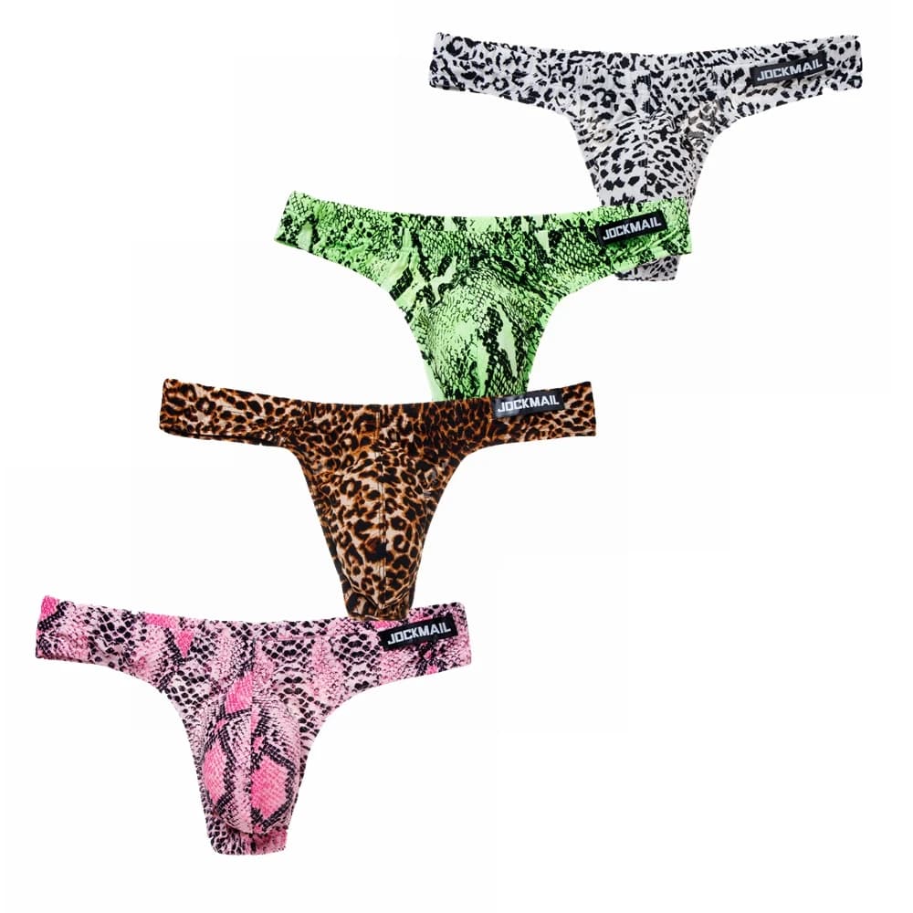 4 Pz/lotto Leopardo Uomini Sexy Bikini Breve Biancheria Intima Slip Hombre Calzoncillos Sospensorio Perizoma Slip Da Uomo Pouch Cuecas Biancheria Intima Gay