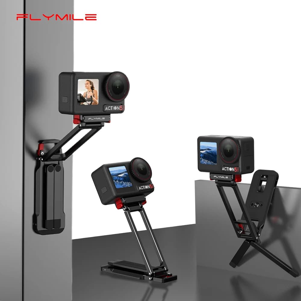 Base a Sgancio Rapido Flymile Action 5 Pro con Foro per Vite 1/4, Moschettone e Supporto Magnetico Pieghevole per Accessori DJI OSMO Action 4