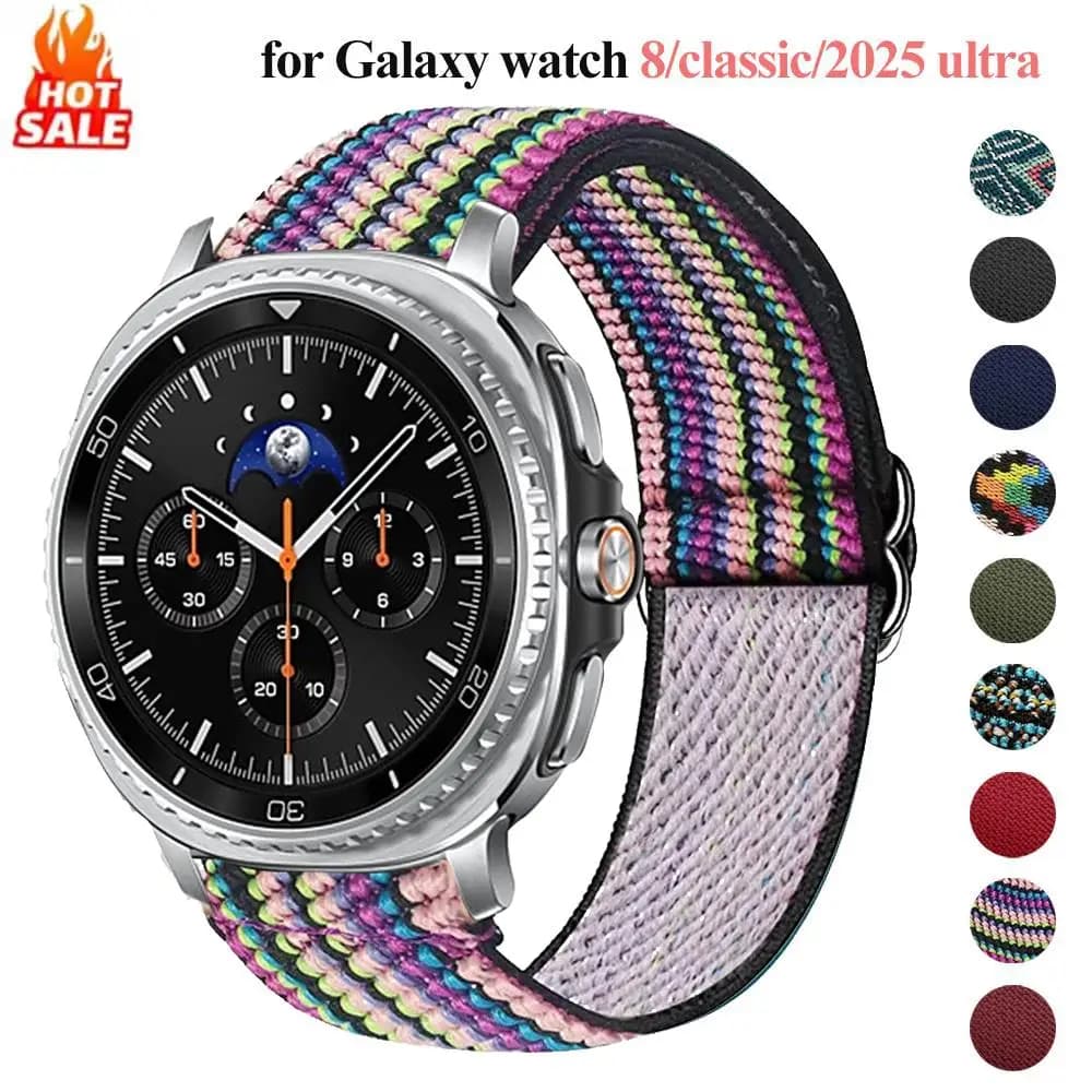 Intrecciato per Galaxy watch 8/8 classic/2025 ultra cinturino 44mm 40m 47mm Nylon elastico correa brecelet per Samsung Galaxy watch8 band