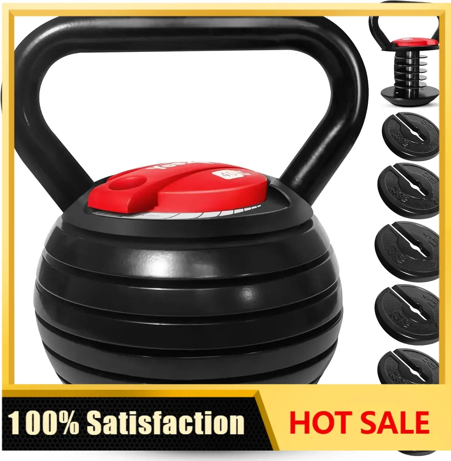 Adjustable Kettlebell Set, 20-40 LB Weight Set, Solid Cast Iron Handle with Spacer Disks & Secure Lock, Space-Saving
