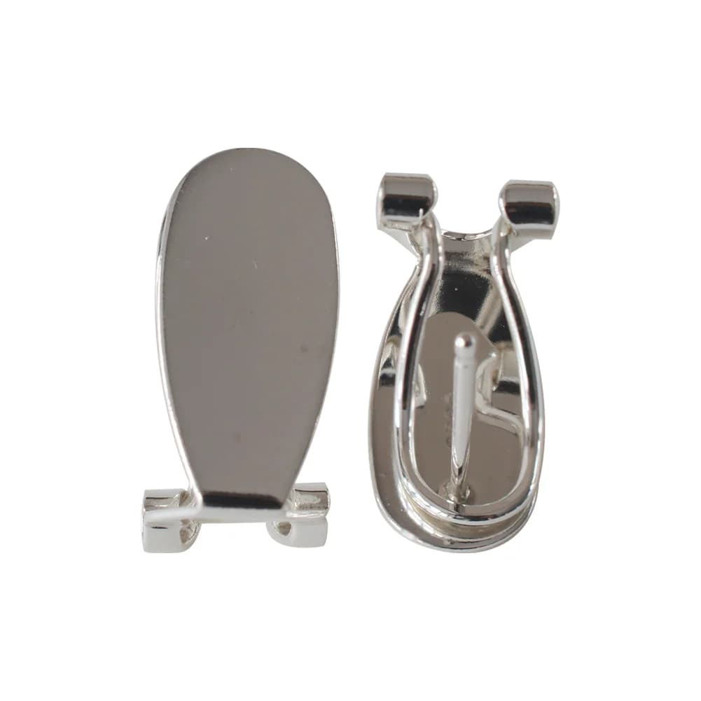 Supporti per orecchini in argento sterling 925 da incollare, perline a forma di unghia e chiusure per la creazione di gioielli