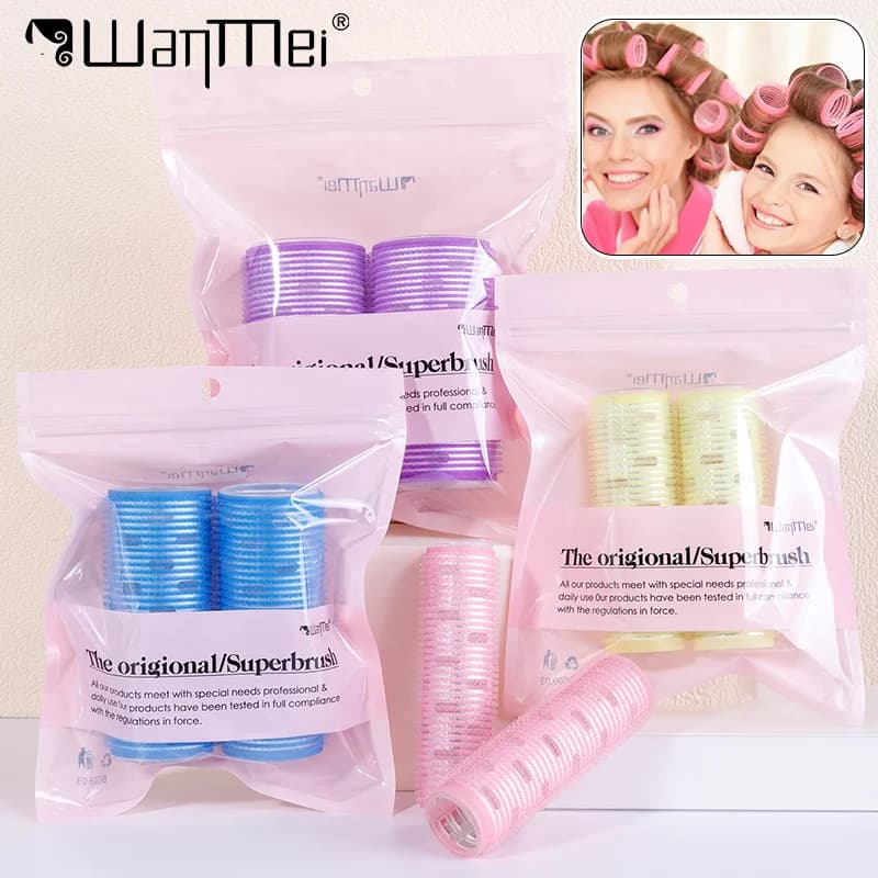 2pcs/pack Self-grip Hair Curlers Set Heatless Lazy Rollers Aluminum Sheet Magic-sticky Rod Curly Hair DIY Styling Tools