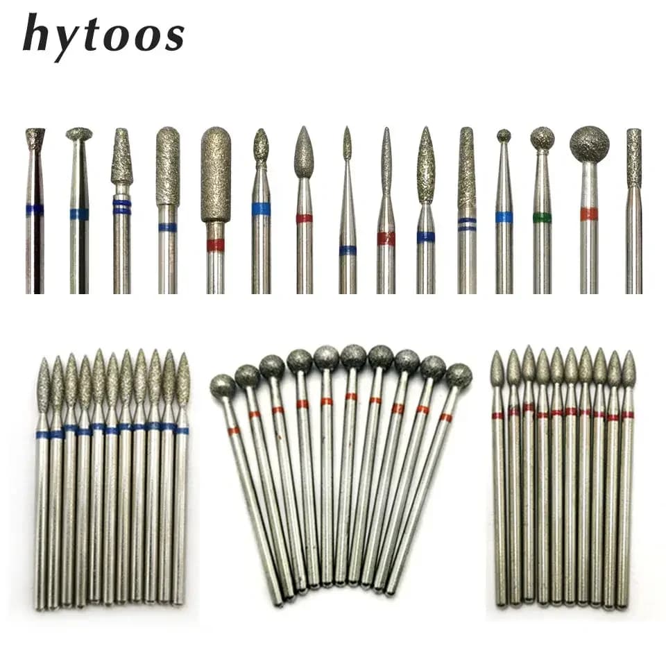 10pcs/Set Nail Drill Bits Diamond Cutters for Manicure Cuticle Burr Milling Cutter for Pedicure Nails Accessories Tools 66