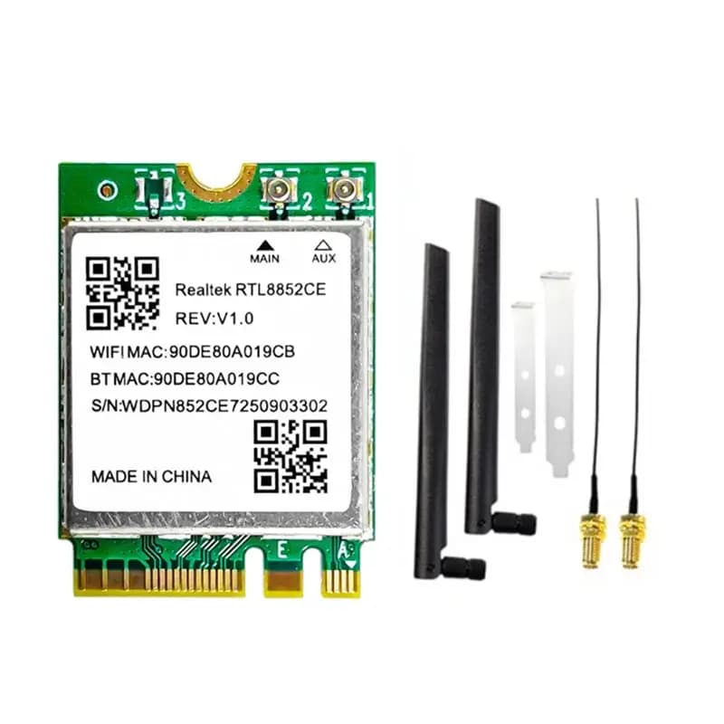 Scheda di rete A23F-Wifi 6E RTL8852CE M.2 con antenna 8DB Adattatore wireless BT5.3 802.11AX 5374M 2.4/5/6Ghz per Windows 10/11