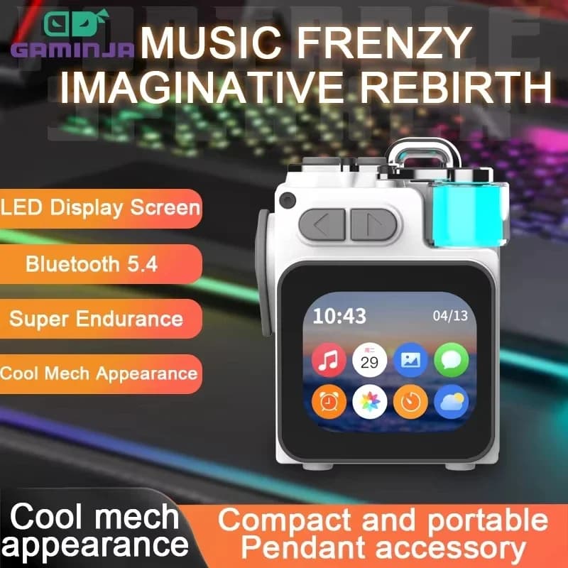 GAMINJA Bluetooth Speaker LED Display Mechanical Wireless Metal Speaker with RGB subwoofer