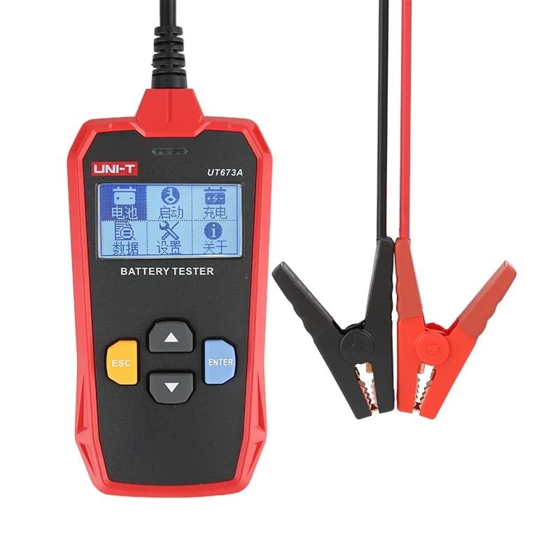 Tester e Caricabatterie per Auto UT673A, Analizzatore di Tensione 12V 24V, Strumento di Test e Scansione Batteria Auto