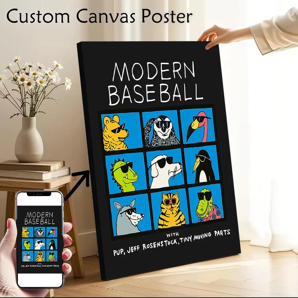 Modern Baseball Album Cover With Animals Printed Canvas Poster Personalized High Quality Wall Art Paintings for Bedroom Painting