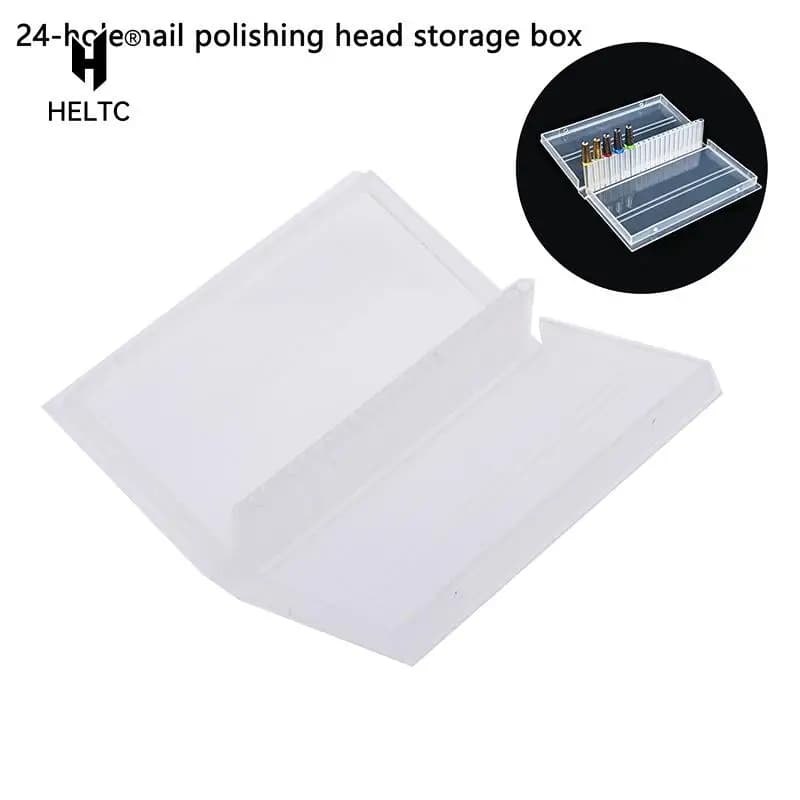 24 slot Clear Nail Drill Bit Brush Plastic Storage Box Holder Container Manicure cutter Display Nail Accessories Tool for Nail Art