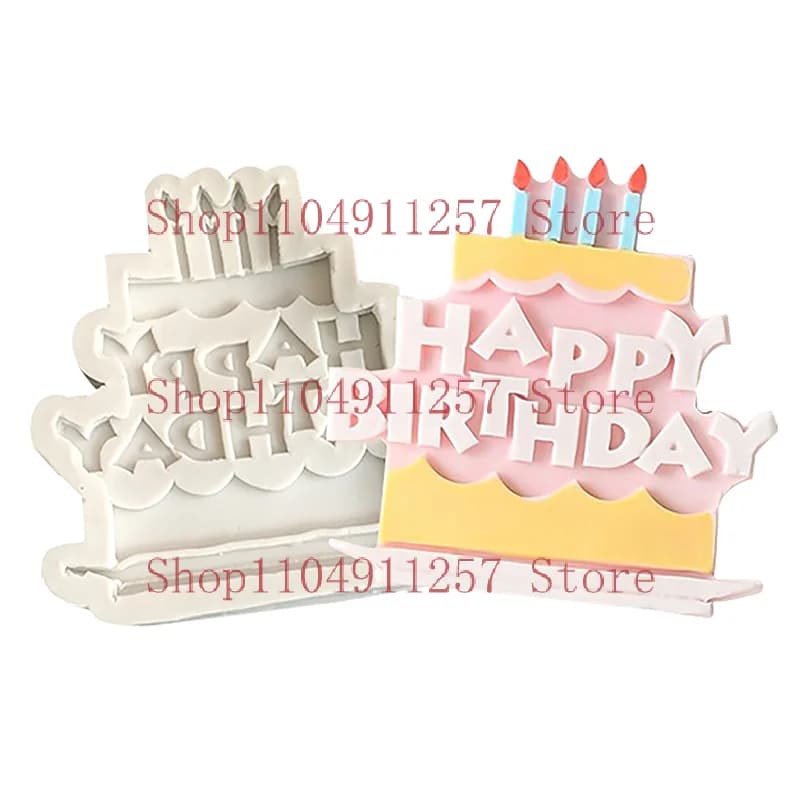Stampo in Silicone per Torta con Lettere in Inglese 'Happy Birthday' (2025L), Stampo per Caramelle e Gelato, Utensili per Pasticceria Fai-da-Te, Stampo per Fondente e Cioccolato