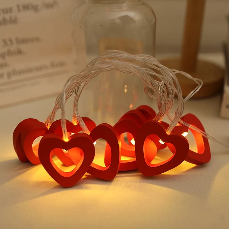 10LED Cuore d'amore Luci della stringa Cuore rosso/bianco Lucine Ghirlanda San Valentino Festa di nozze Decorazioni fai da te Forniture Puntelli