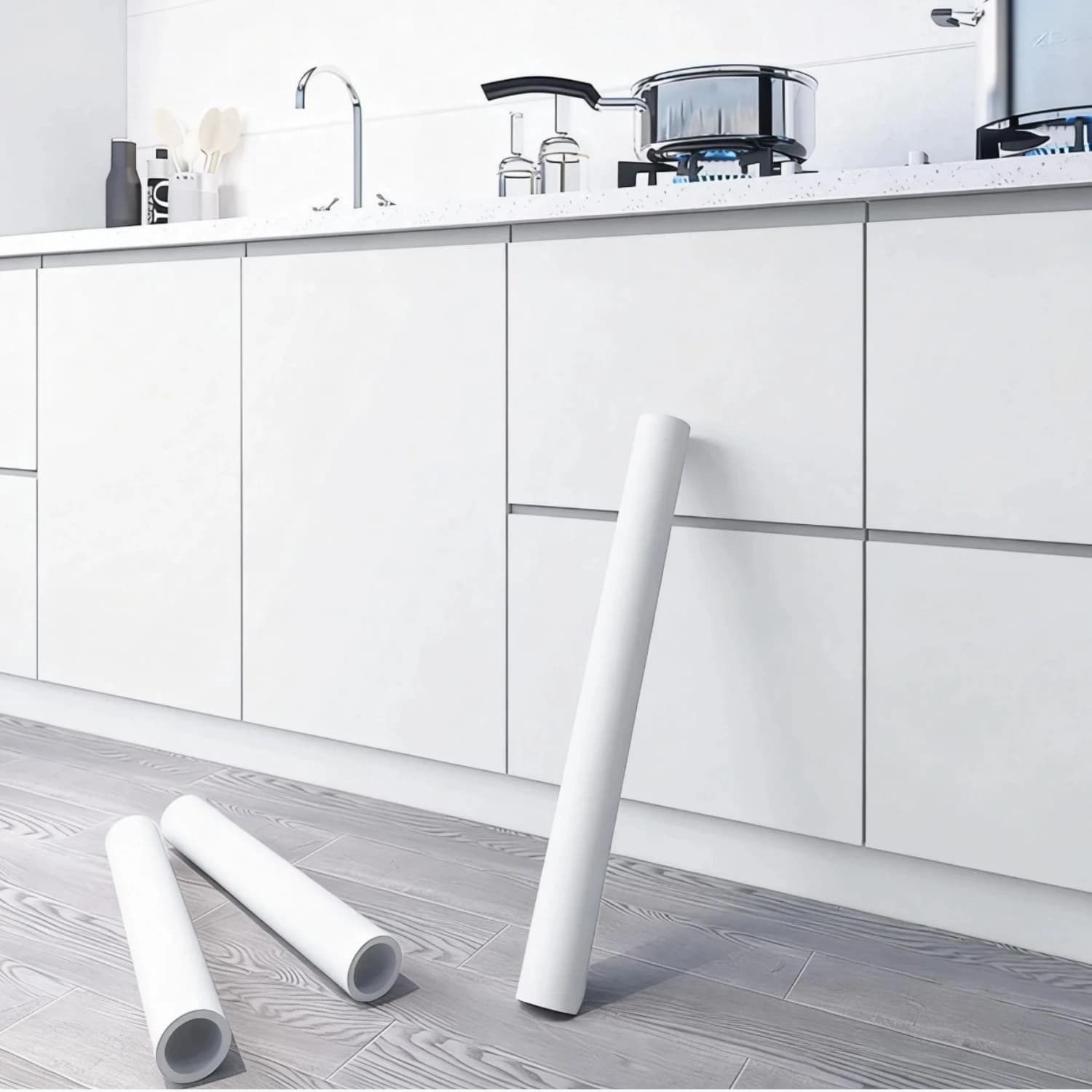 Carta da Parati in Vinile Opaco Bianco Larghezza 55cm, Adesivi Impermeabili Autoadesivi per Pareti e Mobili, Carta Adesiva per Soggiorno, Decorazione Casa