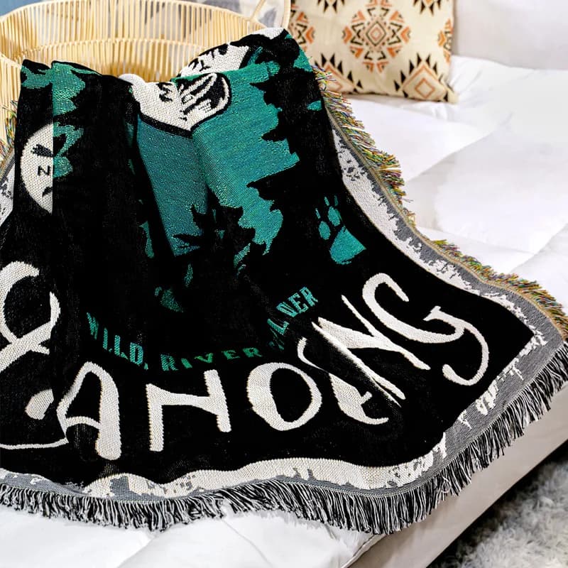 Coperta Jacquard Stile Nordico con Frange, Tessitura Semplice, Ispessita, Antigraffio per Gatti, per Divano o Campeggio all'Aperto, Scelta Versatile