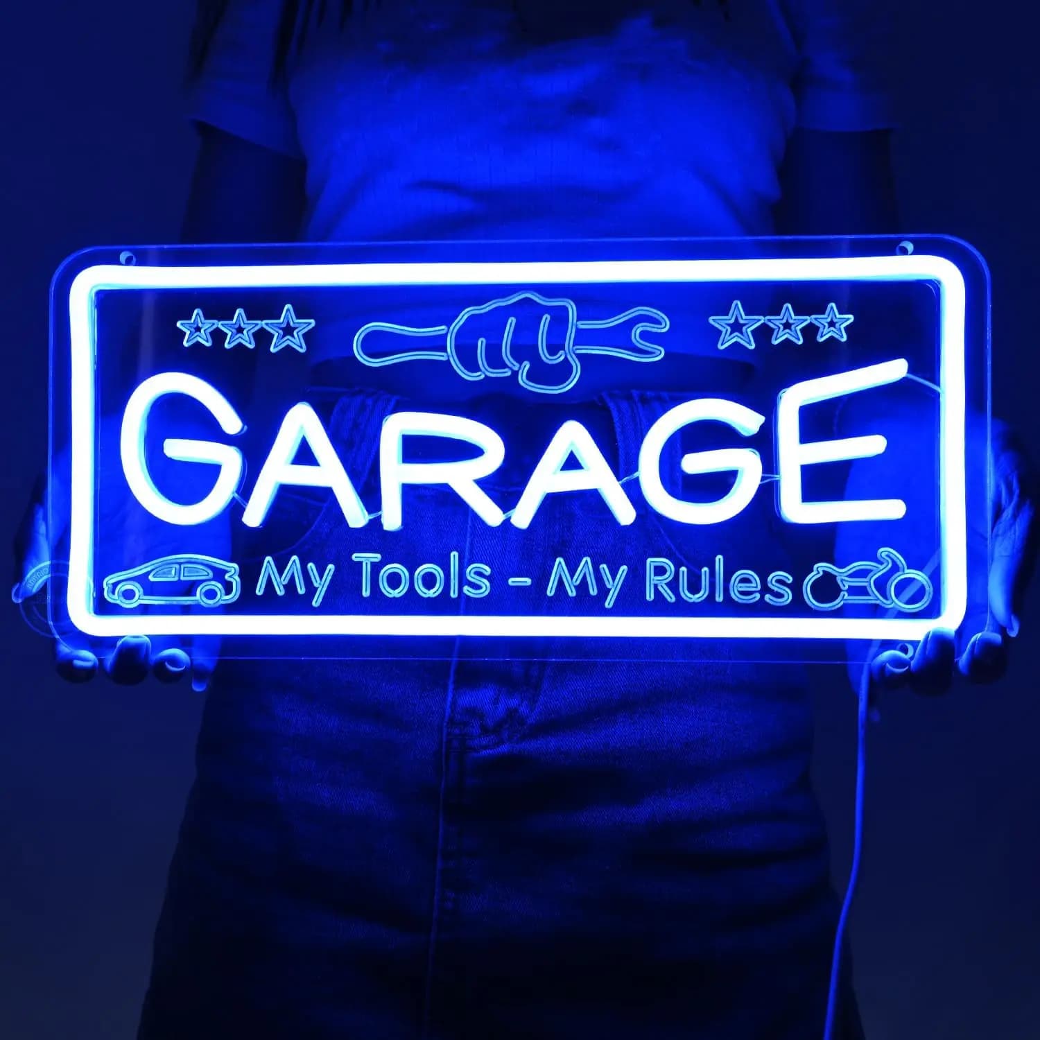 Insegna al neon per garage per uomo Grotta Garage Camera degli attrezzi Negozio Insegna da parete Decorazione Festa del papà Regalo di compleanno di Natale USB dimmerabile