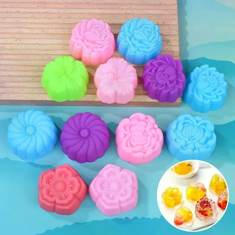 5 pezzi 5 cm vari disegni di fiori stampo per muffin in silicone tazze da forno budino al cioccolato stampo per ghiaccio strumenti per cupcake utensili da cucina fai da te