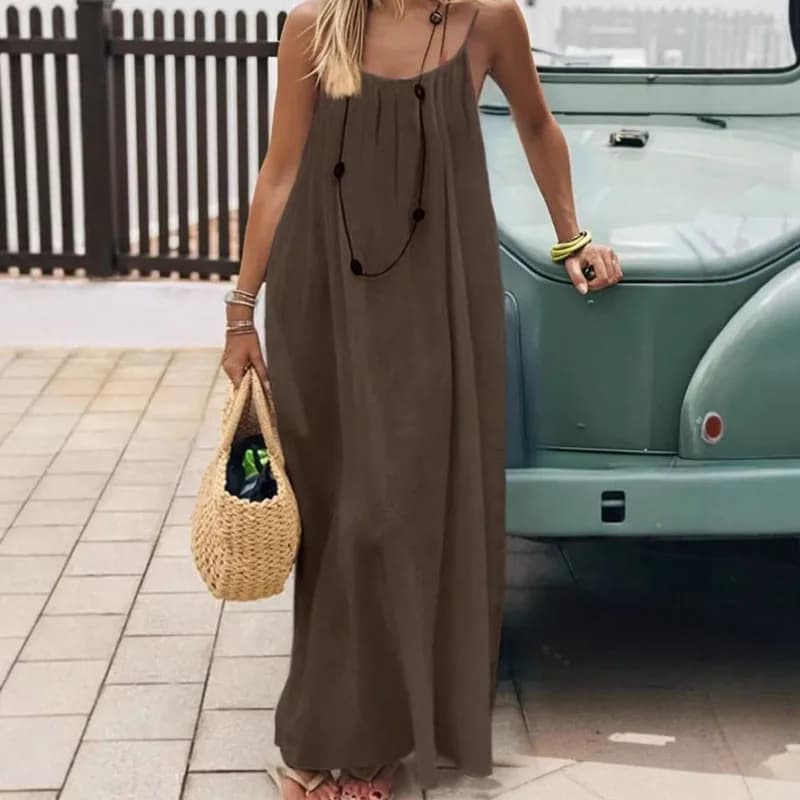 New Arrival Women's Strapless Backless Long Loose Home Dress Comfortable Sleepwear Casual Maxi Dress